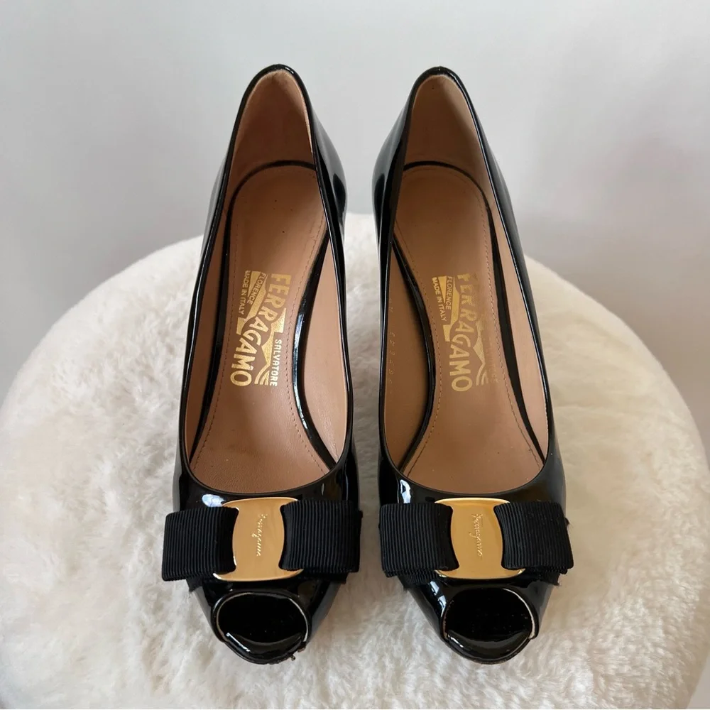 Salvatore Ferragamo Black High Heel Pumps size 6 - Picture 1 of 16